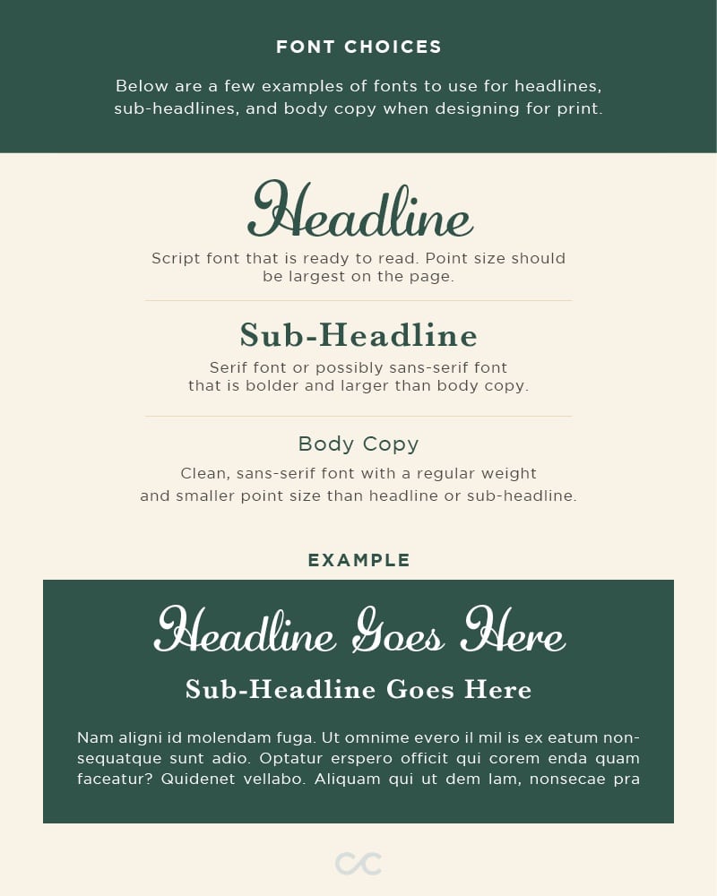 Craft & Communicate | Font choice examples